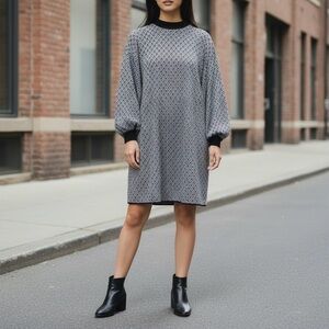 ELOQUII Textured Knit Dress Women’s Size 14/16 Black White/Gray High Neck